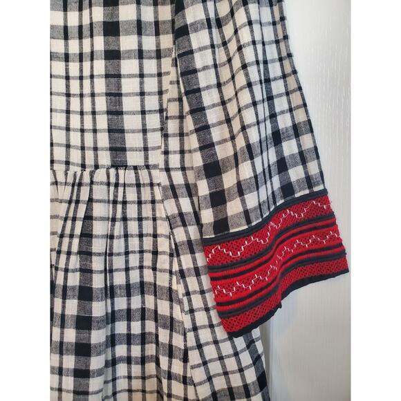 Zara Trafaluc Plaid Embroidered Drop Waist Super Cute Mini Dress, Size Small - Picture 6 of 13